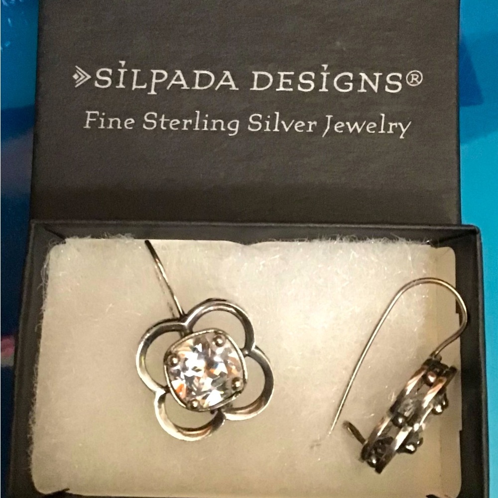 Silpada .925 Sterling Silver Earrings with Cubic Zirconia on French Wires.
